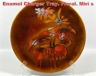 Lot 91 Large Silber Hand Made Enamel Charger Tray. Floral. Miri s Art.