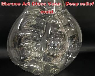 Lot 93 Extra Large Vetri Italian Murano Art Glass Vase. Deep relief mold. 