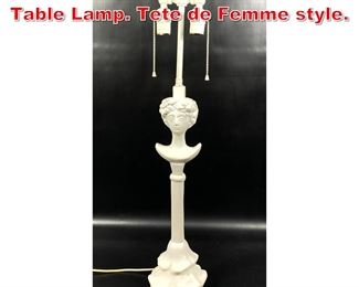 Lot 96 Plaster Giacometti style Table Lamp. Tete de Femme style. 