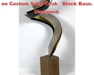 Lot 101 Curtis Jere Metal Sculpture on Custom Solid Teak Block Base. Unsigned. 