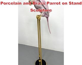 Lot 102 Tall Mangani for Oggetti Porcelain and Brass Parrot on Stand Sculpture