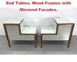 Lot 103 Pr Stepped Mirrored Side End Tables. Wood Frames with Mirrored Facades.