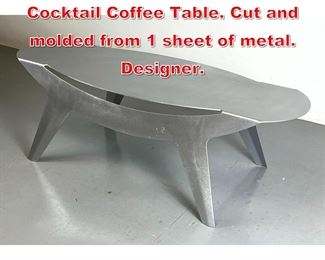 Lot 110 Modernist Origami Style Cocktail Coffee Table. Cut and molded from 1 sheet of metal. Designer.
