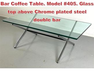 Lot 113 FLORENCE KNOLL Parallel Bar Coffee Table. Model 405. Glass top above Chrome plated steel double bar