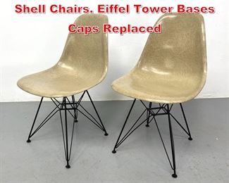 Lot 121 Pair Eames Herman Miller Shell Chairs. Eiffel Tower Bases Caps Replaced