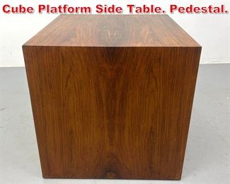 Lot 132 Rosewood Danish Modern Cube Platform Side Table. Pedestal. 