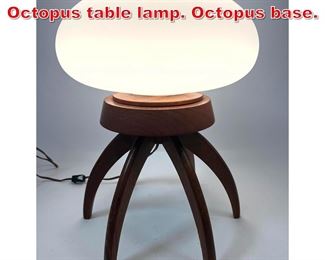 Lot 140 Frosted glass and walnut Octopus table lamp. Octopus base. 