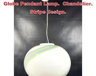 Lot 143 Large Murano Italian Glass Globe Pendant Lamp. Chandelier. Stripe design. 