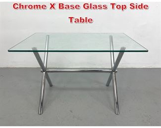 Lot 148 Mid Century Modern Style Chrome X Base Glass Top Side Table