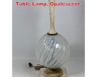 Lot 151 Murano Glass and Marble Table Lamp. Opalescent. 