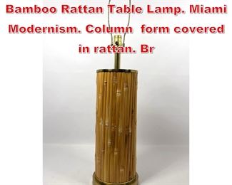 Lot 159 Gabriella Crespi style Bamboo Rattan Table Lamp. Miami Modernism. Column form covered in rattan. Br
