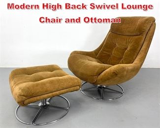 Lot 167 Overman Sweden Danish Modern High Back Swivel Lounge Chair and Ottoman 