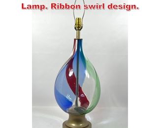 Lot 169 Murano Blown Glass Table Lamp. Ribbon swirl design. 