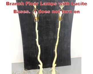 Lot 171 Pair Designer Metal Tree Branch Floor Lamps with Lucite Bases. 1 does not turn on 