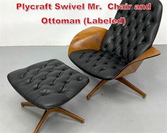 Lot 172 1964 George Mulhauser Plycraft Swivel Mr. Chair and Ottoman Labeled