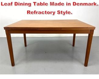 Lot 175 Danish Modern Teak Draw Leaf Dining Table Made in Denmark. Refractory Style. 