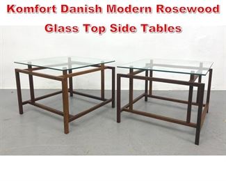 Lot 192 Henning Norgaard for Komfort Danish Modern Rosewood Glass Top Side Tables