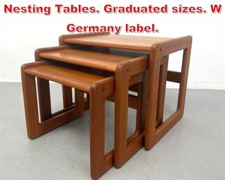 Lot 193 Set 3 Teak Modernist Nesting Tables. Graduated sizes. W Germany label. 