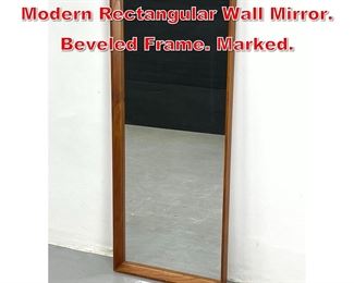 Lot 195 SPEJLE Teak Danish Modern Rectangular Wall Mirror. Beveled Frame. Marked. 