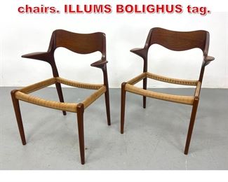 Lot 199 Pair Niels Moller Dining chairs. ILLUMS BOLIGHUS tag. 