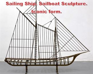 Lot 203 C JERE Brass Modernist Sailing Ship. Sailboat Sculpture. Iconic form. 