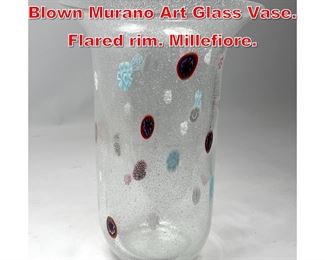 Lot 210 Gambaro Poggi Hand Blown Murano Art Glass Vase. Flared rim. Millefiore. 