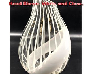 Lot 216 SEGUSO Art Glass Vase. Hand Blown. White and Clear. 