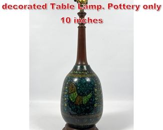 Lot 221 Mid Century Modern Glazed decorated Table Lamp. Pottery only 10 inches