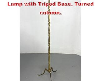 Lot 224 Elegant Tall Brass Floor Lamp with Tripod Base. Turned column. 