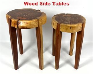Lot 232 Pair of Modernist Crafted Wood Side Tables
