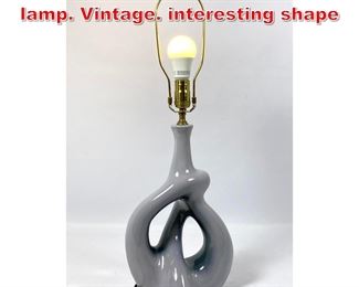 Lot 238 Gray Biomorphic pottery lamp. Vintage. interesting shape 