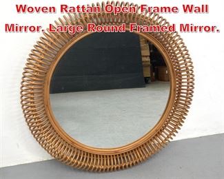 Lot 239 Designer Loop Design. Woven Rattan Open Frame Wall Mirror. Large Round Framed Mirror. 