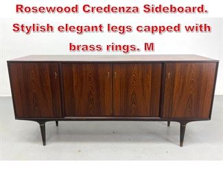Lot 243 Original SEFFLE Swedish Rosewood Credenza Sideboard. Stylish elegant legs capped with brass rings. M
