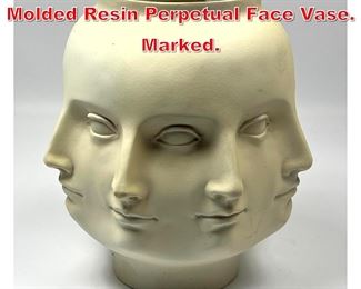 Lot 247 Fornasetti style TMS 2005. Molded Resin Perpetual Face Vase. Marked.
