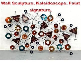 Lot 248 Large C JERE Mixed Metal Wall Sculpture. Kaleidoscope. Faint signature. 
