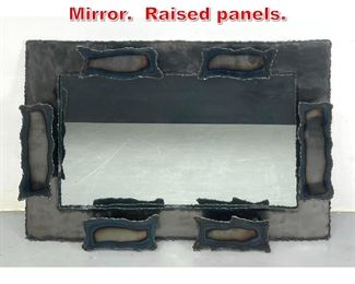 Lot 255 Torch Cut Brutalist Wall Mirror. Raised panels. 