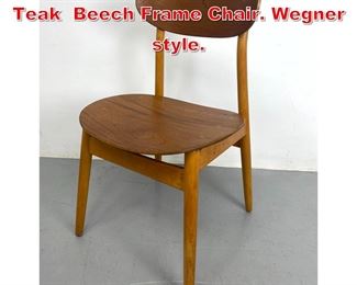Lot 259 Danish Modern Bentwood Teak Beech Frame Chair. Wegner style. 