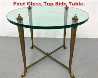 Lot 262 Regency style Brass Hoof Foot Glass Top Side Table. 