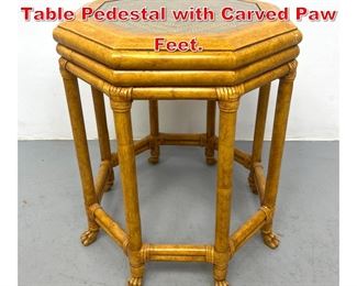 Lot 266 Wrapped Bamboo Side Table Pedestal with Carved Paw Feet. 