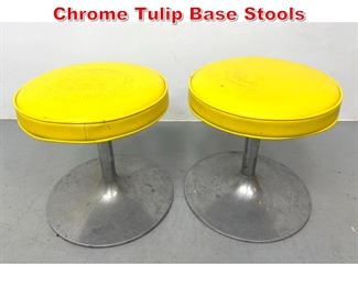 Lot 272 Pair Yellow Vinyl and Chrome Tulip Base Stools