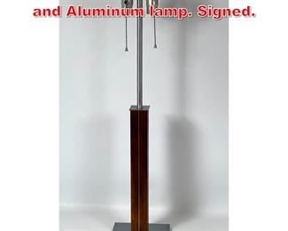 Lot 277 NESSEN Studios walnut and Aluminum lamp. Signed. 