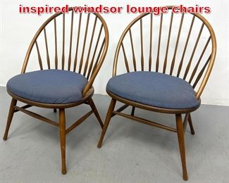 Lot 276 Haywood Wakefield Danish inspired windsor lounge chairs