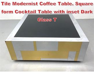 Lot 283 PAUL EVANS Cityscape Tile Modernist Coffee Table. Square form Cocktail Table with inset Dark Glass T