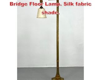 Lot 285 Antique Architectural Bridge Floor Lamp. Silk fabric shade. 