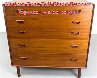 Lot 295 PETER HVIDT Danish Modern Teak Tall Chest Dresser. Exposed jointed edges. 