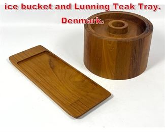 Lot 300 2pcs Danish Modern. Dansk ice bucket and Lunning Teak Tray. Denmark.