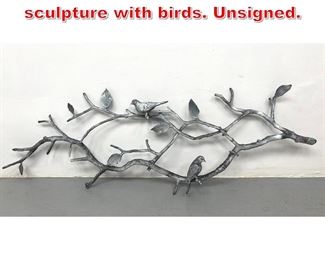 Lot 316 Cast Aluminum branch wall sculpture with birds. Unsigned. 