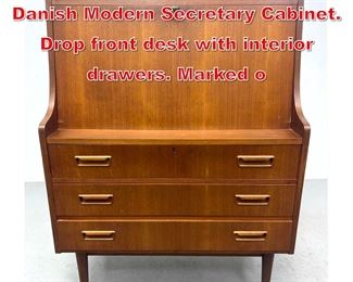 Lot 317 George Tanner Teak Danish Modern Secretary Cabinet. Drop front desk with interior drawers. Marked o