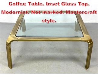 Lot 320 Widdicomb Brass Cocktail Coffee Table. Inset Glass Top. Modernist. Not marked. Mastercraft style.