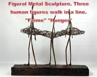 Lot 321 EUGEN CIUCA Modernist Figural Metal Sculpture. Three human figures walk in a line. Faime Hunger 